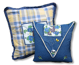 Pillows with pansies